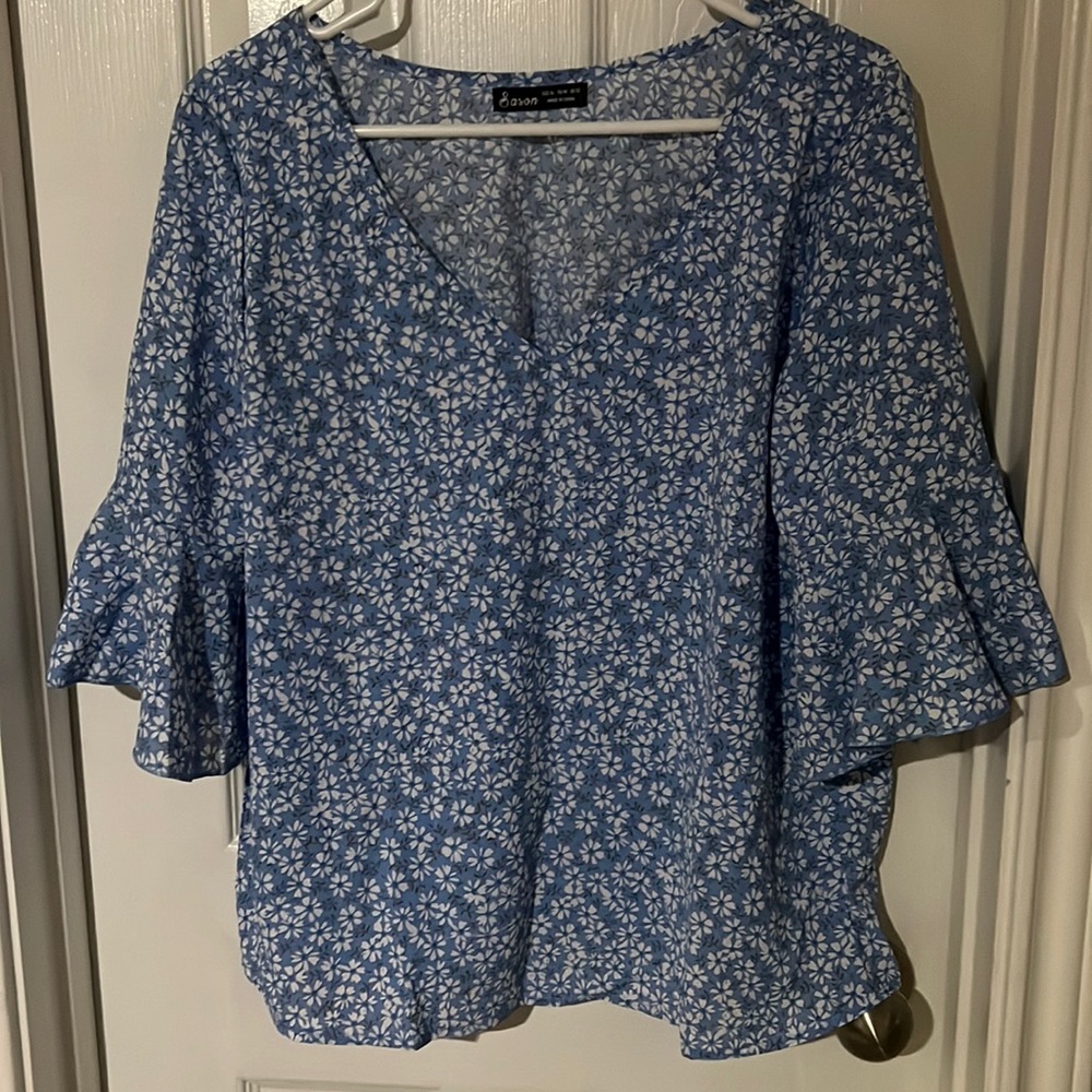 Light blue with flowers